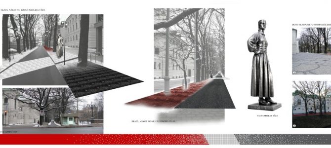 Contest proposal for Latvia 100 environmental object near Latvian National Theatre. Riga. 2018.