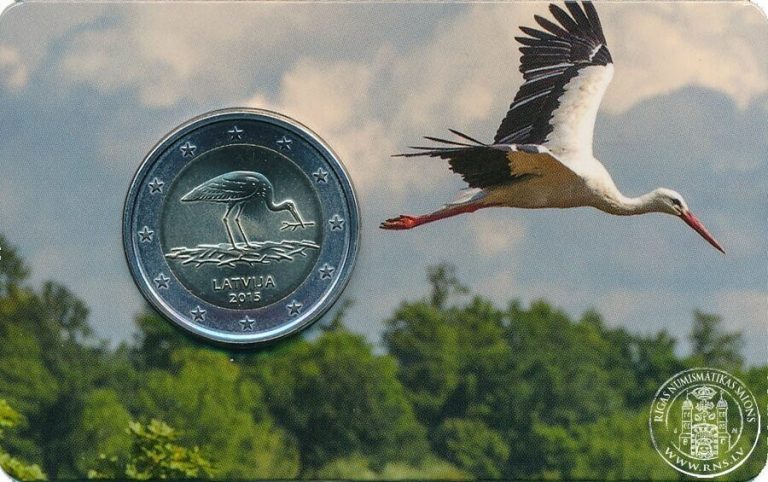 Latvian 2 euro coin "Stork"